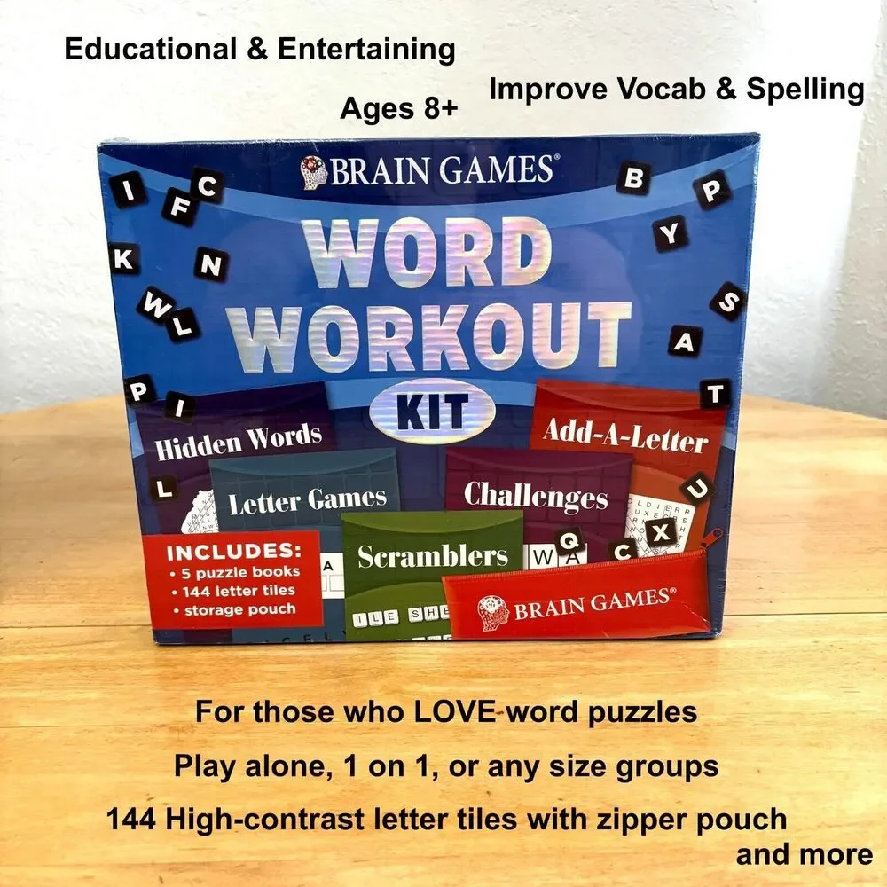 Brain‎ Games Word Workout Kit Age 8+ Spelling Vocab 5 Word Puzzles New Sealed